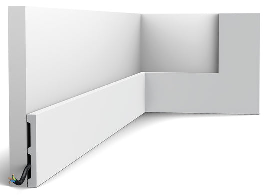 Orac Decor DX163-2300-RAL9003 Cornice Multifunzionale Battiscopa Duropolymer® Polistirene Alta Densità Bianco Resistente Urti Calore Facile Installazione Verniciabile Pretrattata Primer Acrilico Impermeabile Interno Esterno Ambienti Umidi 230x10,2x1,3 cm