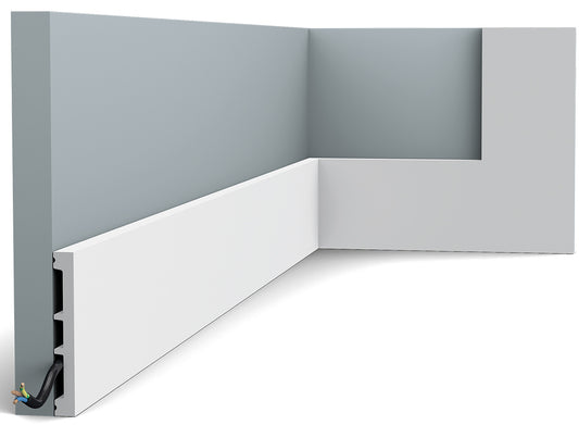 Orac Decor DX163-2300 Cornice Multifunzionale Battiscopa Duropolymer® Polistirene Ad Alta Densità Bianco Resistente Urti Calore Acqua Facile Installazione Verniciabile Pretrattata Primer Acrilico Impermeabile Interno Esterno Ambienti Umidi 230x10,2x1,3 cm