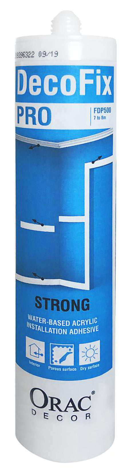 Orac Decor FDP500B Collante DecoFix Pro 310ml Bianco Adesivo Per Posa Interno In Ambienti Asciutti Colla Acrilica Forte a Base D'Acqua Formato Cartuccia Consente Una Sigillatura Di Lunga Durata Tra Modanature Parete Soffitto Verniciabile Dopo Indurimento