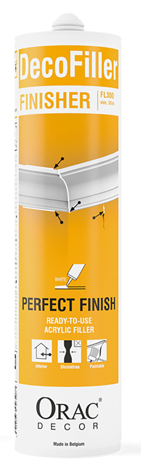 Orac Decor FL300 DecoFiller 310 ml Riempitivo Filler Stuccante Stucco Acrilico Leggero Pronto All'Uso Ideale Per Piccole Crepe Fessure Rifiniture Irregolarità Tra Profili Indurisce Senza Restringere Rapidamente Riverniciabile Non Si Screpola