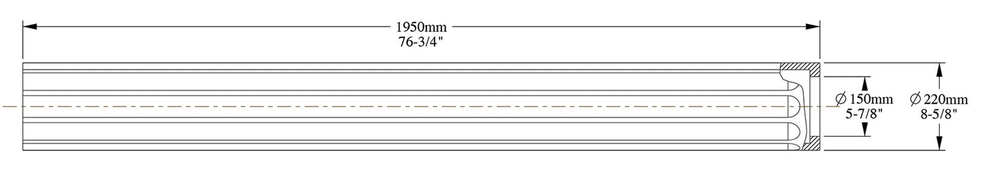 Orac Decor K1002 Fusto Colonna Intera Tonda Scalinature Purotouch® Poliuretano Alta Densità Bianco Resistente Agli Urti Calore Acqua Facile Installazione Verniciabile Pretrattato Primer Acrilico Impermeabile Interno Esterno Ambienti Umidi 22x22x199,5 cm