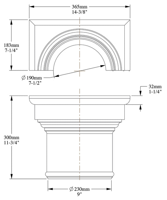 Orac Decor K1111 Capitello Per Mezza Colonna Parete Duropolymer® Polistirene Alta Densità Bianco Resistente Agli Urti Calore Acqua Facile Da Installare Verniciabile Pretrattato Primer Acrilico Impermeabile Interno Esterno Ambienti Umidi 36,5x18,3x30 cm
