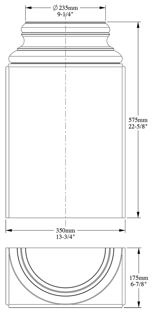 Orac Decor K1131 Mezza Base Piedistallo Per Colonna Purotouch® Poliuretano Alta Densità Bianco Resistente Agli Urti Calore Acqua Facile Da Installare Verniciabile Pretrattato Primer Acrilico Impermeabile Interno Esterno Ambienti Umidi 35x17,5x57,5 cm