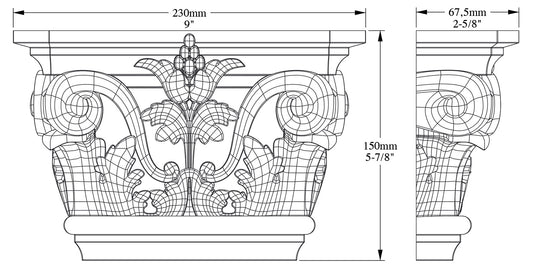 Orac Decor K201 Capitello Chiusura Decorazione Arredo Purotouch® Poliuretano Alta Densità Bianco Resistente Agli Urti Calore Acqua Facile Da Installare Verniciabile Pretrattato Primer Acrilico Impermeabile Interno Esterno Ambienti Umidi 22,8x6,2x14,9 cm