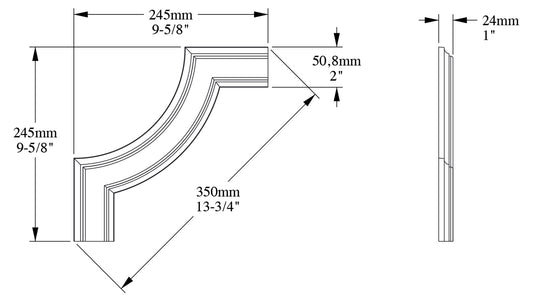 Orac Decor P101A Angolo Elemento Decorativo Per Cornice Purotouch® Poliuretano Alta Densità Bianco Resistente Agli Urti Calore Acqua Facile Da Installare Verniciabile Pretrattato Primer Acrilico Impermeabile Interno Esterno Ambienti Umidi 24,5x24,5x2,4 cm