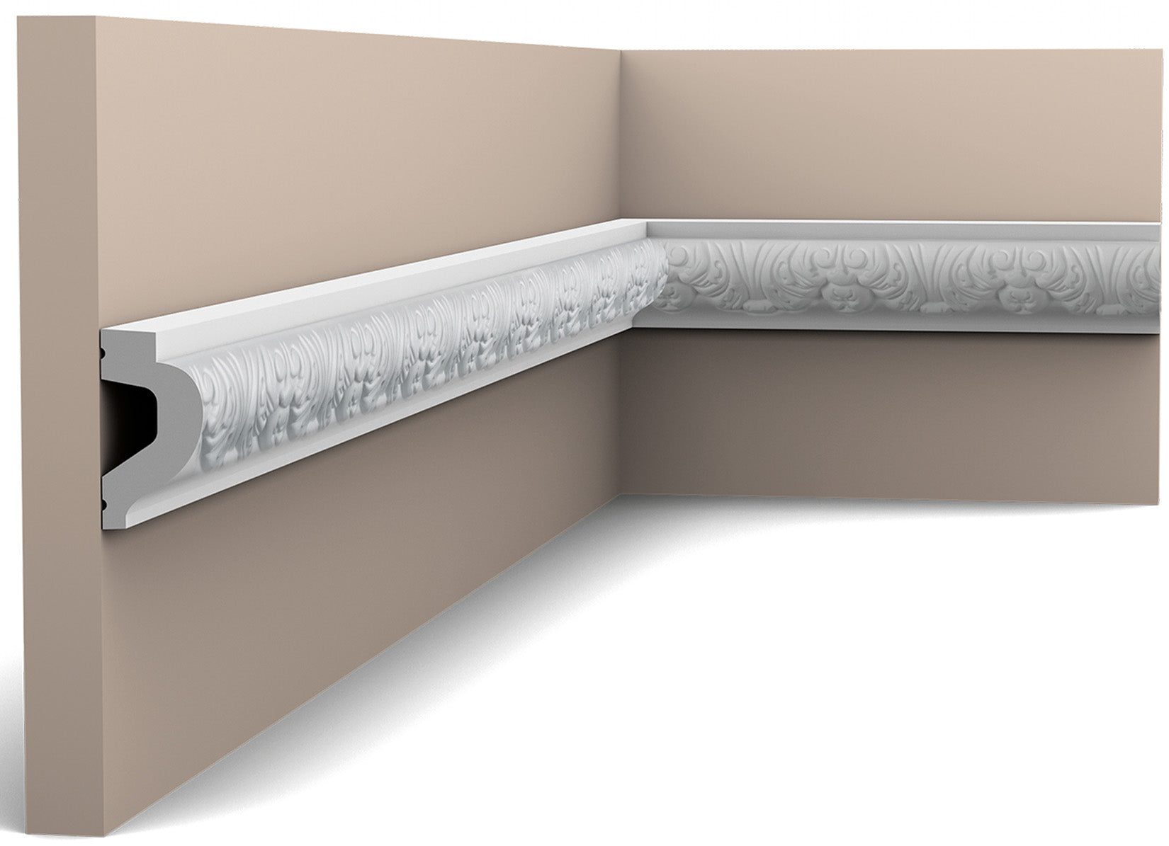 Orac Decor P3020 Cornice Profilo Parete Purotouch® Poliuretano Ad Alta Densità Bianco Resistente Agli Urti Calore Acqua Facile Da Installare Verniciabile Pretrattata Primer Acrilico Impermeabile Per Interno ed Esterno Ambienti Umidi Misura 200x6,1x3,2 cm