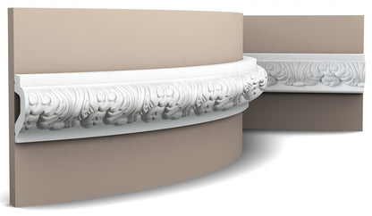 Orac Decor P3020F Cornice Profilo Parete Purotouch® Poliuretano Flessibile Bianco Resistente Agli Urti Calore Acqua Facile Da Installare Verniciabile Pretrattata Primer Acrilico Impermeabile Per Interno ed Esterno Ambienti Umidi Misura 200x6,1x3,2 cm