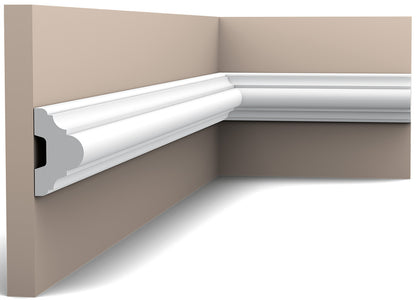 Orac Decor P4020 Cornice Profilo Parete Purotouch® Poliuretano Ad Alta Densità Bianco Resistente Agli Urti Calore Acqua Facile Da Installare Verniciabile Pretrattata Primer Acrilico Impermeabile Per Interno ed Esterno Ambienti Umidi Misura 200x5x2,9 cm