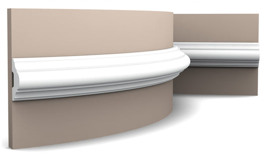 Orac Decor P4020F Cornice Profilo Barra Parete Purotouch® Poliuretano Flessibile Bianco Resistente Agli Urti Calore Acqua Facile Da Installare Verniciabile Pretrattata Primer Acrilico Impermeabile Per Interno ed Esterno Ambienti Umidi Misura 200x5x2,9 cm