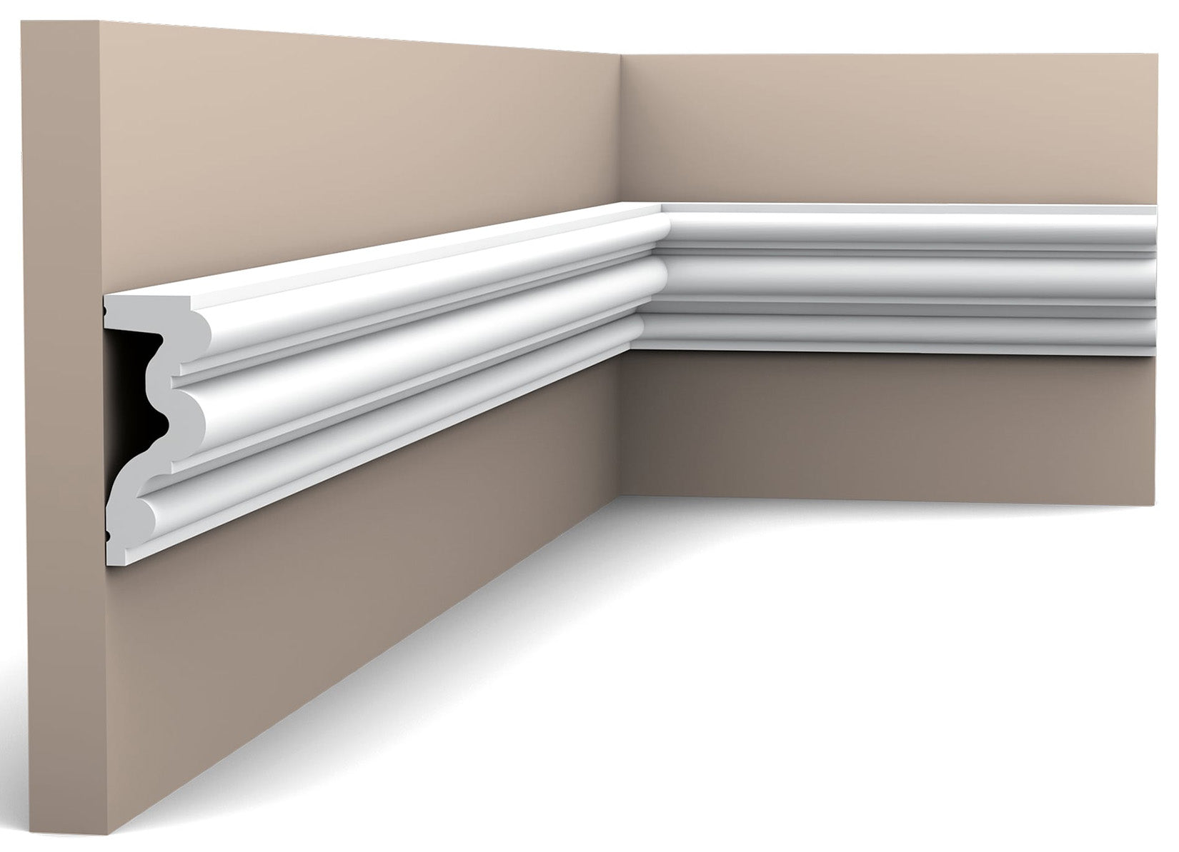 Orac Decor P4025 Cornice Profilo Parete Purotouch® Poliuretano Ad Alta Densità Bianco Resistente Agli Urti Calore Acqua Facile Da Installare Verniciabile Pretrattata Primer Acrilico Impermeabile Per Interno ed Esterno Ambienti Umidi Misura 200x8,3x3,4 cm