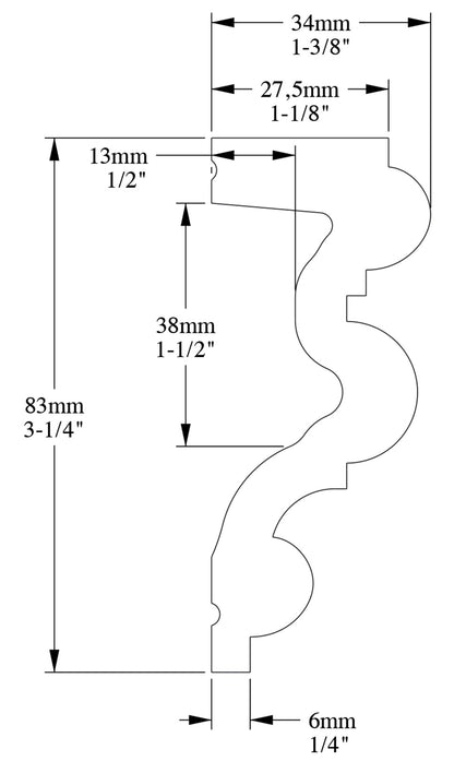 Orac Decor P4025 Cornice Profilo Parete Purotouch® Poliuretano Ad Alta Densità Bianco Resistente Agli Urti Calore Acqua Facile Da Installare Verniciabile Pretrattata Primer Acrilico Impermeabile Per Interno ed Esterno Ambienti Umidi Misura 200x8,3x3,4 cm