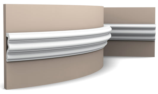 Orac Decor P4025F Cornice Profilo Barra Parete Purotouch® Poliuretano Flessibile Bianco Resistente Agli Urti Calore Acqua Facile Da Installare Verniciabile Pretrattata Primer Acrilico Impermeabile Per Interno ed Esterno Ambienti Umidi Misura 200x8,3x3,4cm