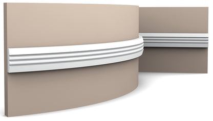 Orac Decor P5021F Cornice Profilo Barra Parete Purotouch® Poliuretano Flessibile Bianco Resistente Agli Urti Calore Acqua Facile Da Installare Verniciabile Pretrattata Primer Acrilico Impermeabile Per Interno ed Esterno Ambienti Umidi Misura 200x3,1x0,9cm