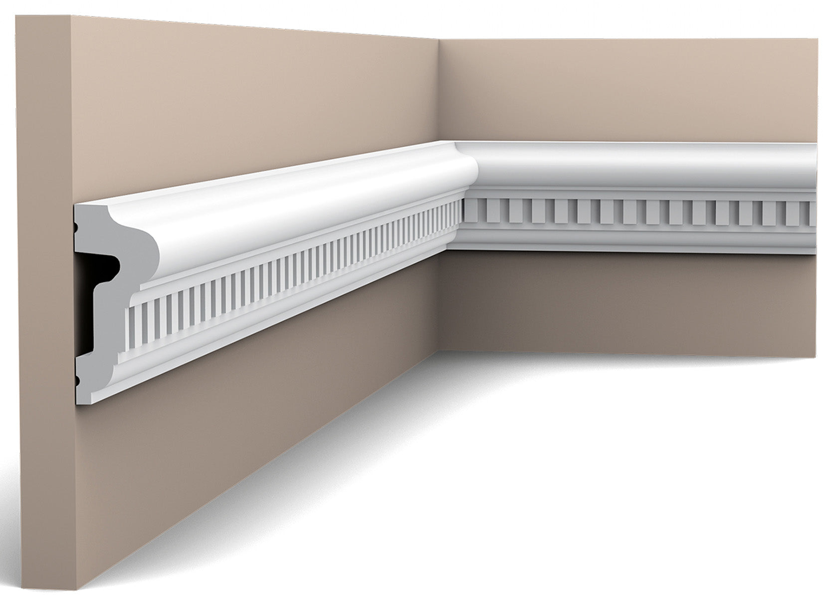 Orac Decor P6020 Cornice Profilo Parete Purotouch® Poliuretano Ad Alta Densità Bianco Resistente Agli Urti Calore Acqua Facile Da Installare Verniciabile Pretrattata Primer Acrilico Impermeabile Per Interno ed Esterno Ambienti Umidi Misura 200x6,4x2,8 cm