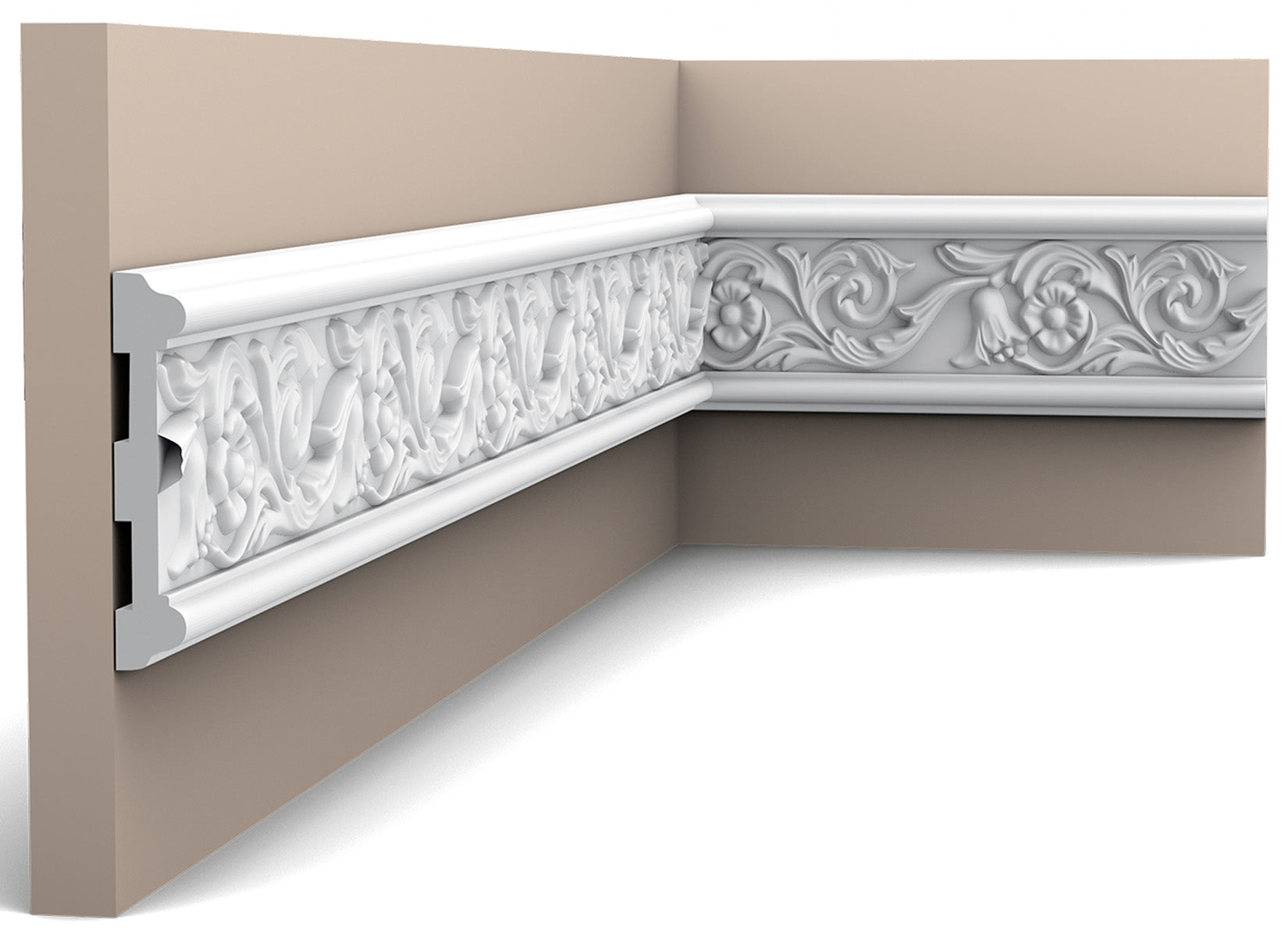 Orac Decor P7020 Cornice Profilo Parete Purotouch® Poliuretano Ad Alta Densità Bianco Resistente Agli Urti Calore Acqua Facile Da Installare Verniciabile Pretrattata Primer Acrilico Impermeabile Per Interno ed Esterno Ambienti Umidi Misura 200x11,1x1,9 cm