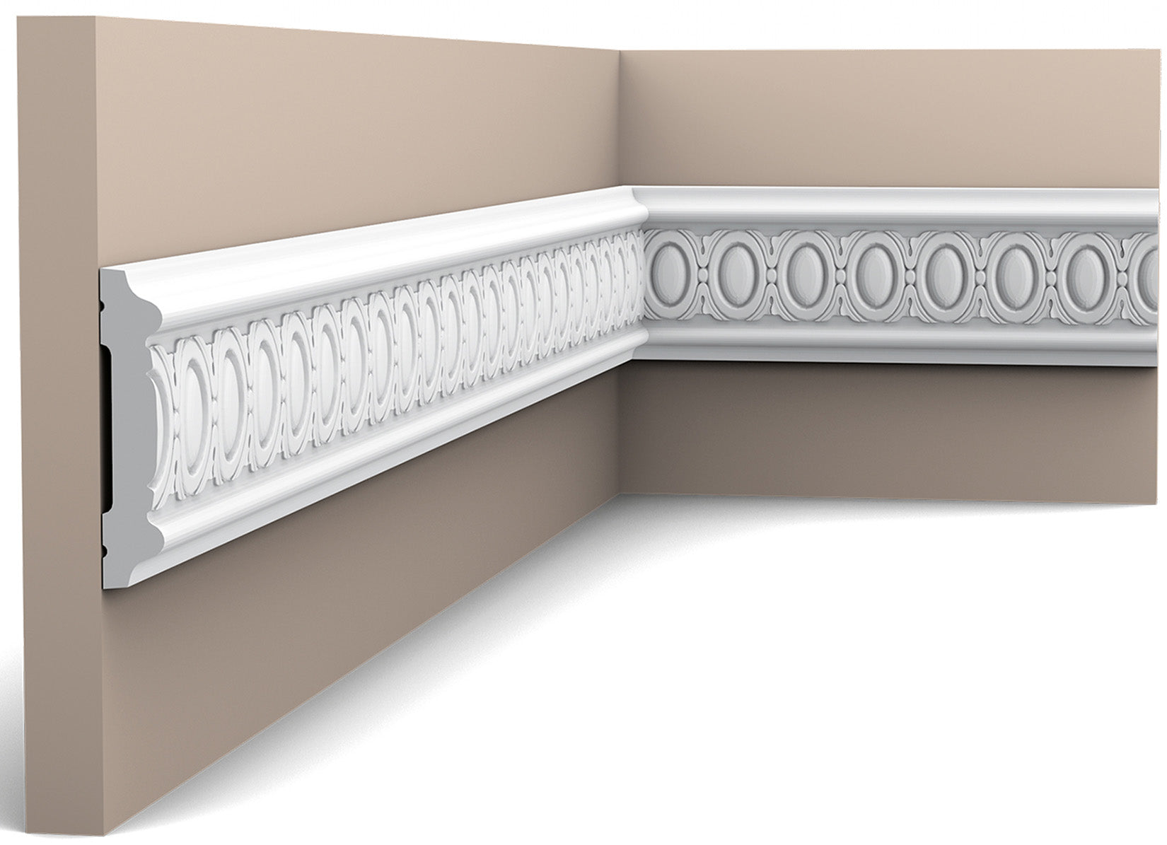 Orac Decor P7030 Cornice Profilo Parete Purotouch® Poliuretano Ad Alta Densità Bianco Resistente Agli Urti Calore Acqua Facile Da Installare Verniciabile Pretrattata Primer Acrilico Impermeabile Per Interno ed Esterno Ambienti Umidi Misura 200x8,5x1,7 cm