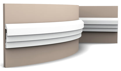 Orac Decor P7070F Cornice Profilo Parete Purotouch® Poliuretano Flessibile Flex Bianco Resistente Agli Urti Calore Acqua Facile Da Installare Verniciabile Pretrattata Primer Acrilico Impermeabile Per Interno ed Esterno Ambienti Umidi Misura 200x7,4x2,2 cm