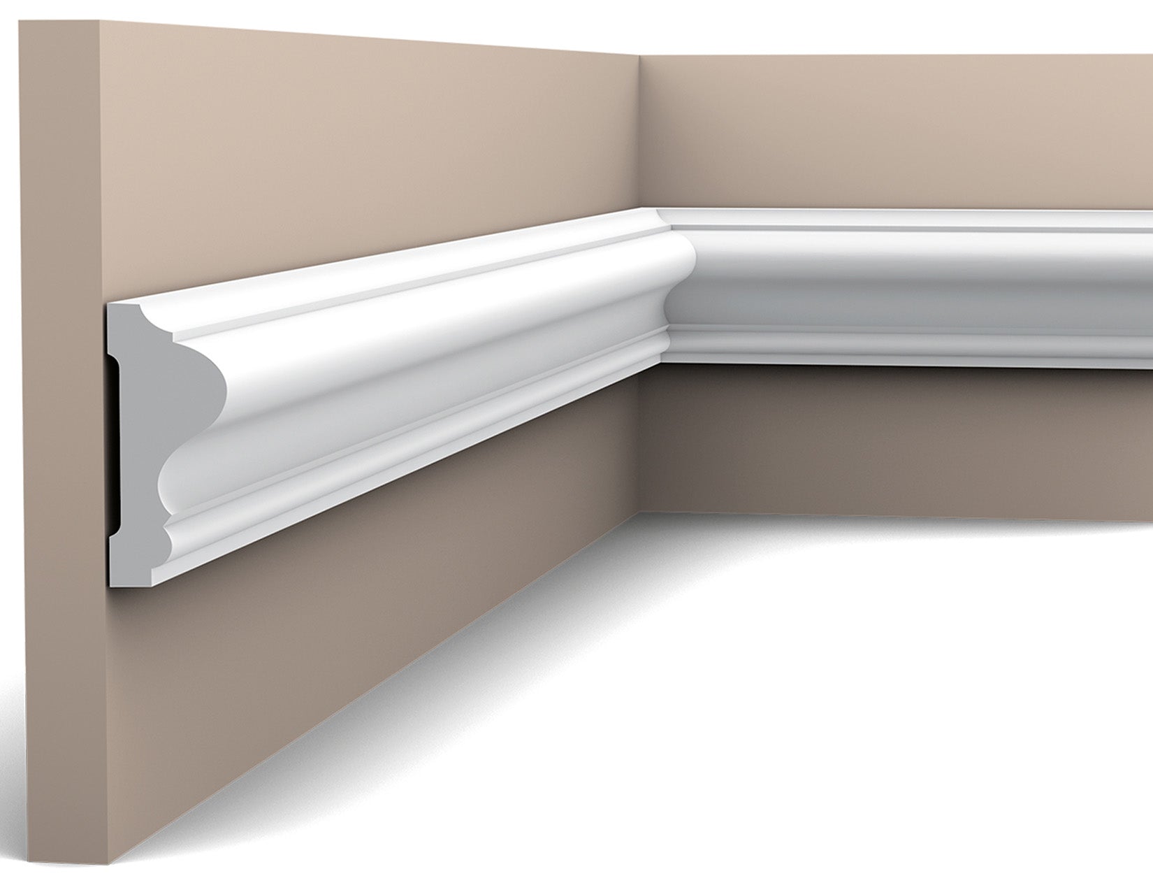 Orac Decor P8020 Cornice Profilo Parete Purotouch® Poliuretano Ad Alta Densità Bianco Resistente Agli Urti Calore Acqua Facile Da Installare Verniciabile Pretrattata Primer Acrilico Impermeabile Per Interno ed Esterno Ambienti Umidi Misura 200x6x2,6 cm