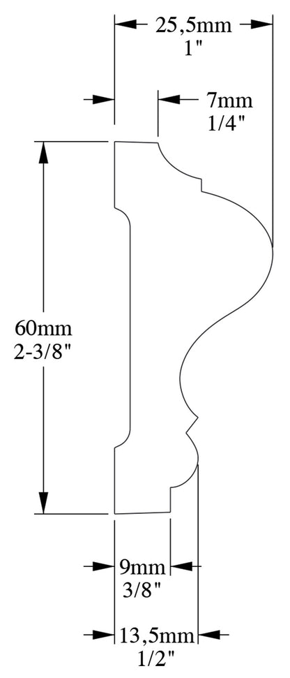Orac Decor P8020 Cornice Profilo Parete Purotouch® Poliuretano Ad Alta Densità Bianco Resistente Agli Urti Calore Acqua Facile Da Installare Verniciabile Pretrattata Primer Acrilico Impermeabile Per Interno ed Esterno Ambienti Umidi Misura 200x6x2,6 cm