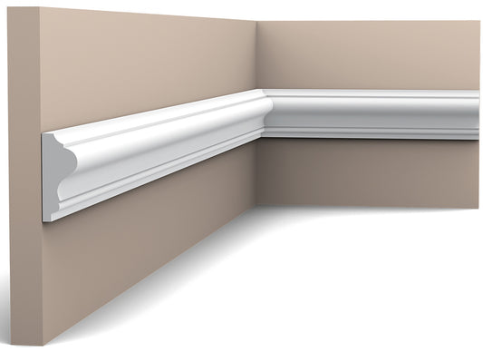 Orac Decor P8030 Cornice Profilo Parete Purotouch® Poliuretano Ad Alta Densità Bianco Resistente Agli Urti Calore Acqua Facile Da Installare Verniciabile Pretrattata Primer Acrilico Impermeabile Per Interno ed Esterno Ambienti Umidi Misura 200x4,2x1,7 cm
