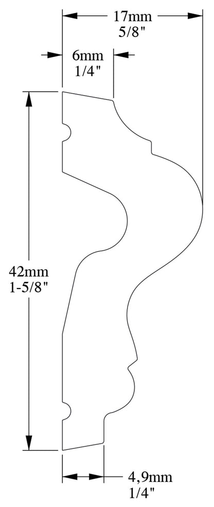 Orac Decor P8030 Cornice Profilo Parete Purotouch® Poliuretano Ad Alta Densità Bianco Resistente Agli Urti Calore Acqua Facile Da Installare Verniciabile Pretrattata Primer Acrilico Impermeabile Per Interno ed Esterno Ambienti Umidi Misura 200x4,2x1,7 cm