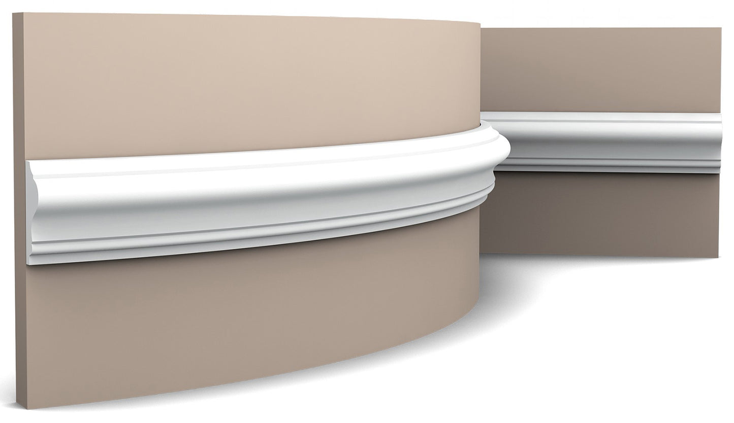 Orac Decor P8030F Cornice Profilo Parete Purotouch® Poliuretano Flessibile Flex Bianco Resistente Agli Urti Calore Acqua Facile Da Installare Verniciabile Pretrattata Primer Acrilico Impermeabile Per Interno ed Esterno Ambienti Umidi Misura 200x4,2x1,7 cm