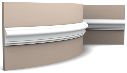 Orac Decor P8030F Cornice Profilo Parete Purotouch® Poliuretano Flessibile Flex Bianco Resistente Agli Urti Calore Acqua Facile Da Installare Verniciabile Pretrattata Primer Acrilico Impermeabile Per Interno ed Esterno Ambienti Umidi Misura 200x4,2x1,7 cm