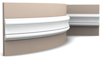 Orac Decor P8040F Cornice Profilo Parete Purotouch® Poliuretano Flessibile Flex Bianco Resistente Agli Urti Calore Acqua Facile Da Installare Verniciabile Pretrattata Primer Acrilico Impermeabile Per Interno ed Esterno Ambienti Umidi Misura 200x10,1x2,2cm