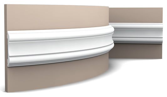 Orac Decor P8040F Cornice Profilo Parete Purotouch® Poliuretano Flessibile Flex Bianco Resistente Agli Urti Calore Acqua Facile Da Installare Verniciabile Pretrattata Primer Acrilico Impermeabile Per Interno ed Esterno Ambienti Umidi Misura 200x10,1x2,2cm