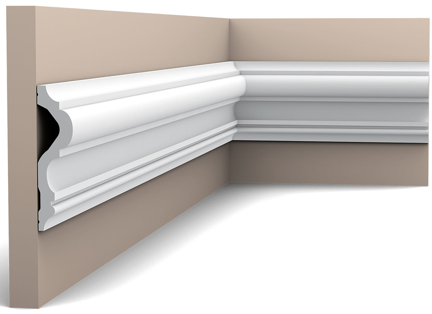Orac Decor P8050 Cornice Profilo Parete Purotouch® Poliuretano Ad Alta Densità Bianco Resistente Agli Urti Calore Acqua Facile Da Installare Verniciabile Pretrattata Primer Acrilico Impermeabile Per Interno ed Esterno Ambienti Umidi Misura 200x12x3 cm