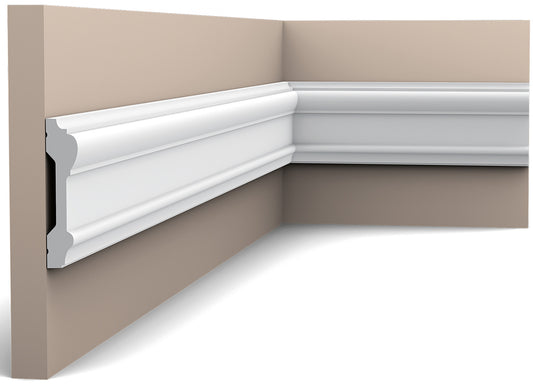 Orac Decor P9010 Cornice Profilo Parete Purotouch® Poliuretano Ad Alta Densità Bianco Resistente Agli Urti Calore Acqua Facile Da Installare Verniciabile Pretrattata Primer Acrilico Impermeabile Per Interno ed Esterno Ambienti Umidi Misura 200x9,1x3 cm