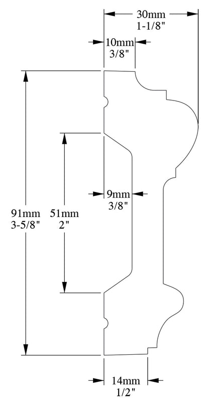 Orac Decor P9010 Cornice Profilo Parete Purotouch® Poliuretano Ad Alta Densità Bianco Resistente Agli Urti Calore Acqua Facile Da Installare Verniciabile Pretrattata Primer Acrilico Impermeabile Per Interno ed Esterno Ambienti Umidi Misura 200x9,1x3 cm