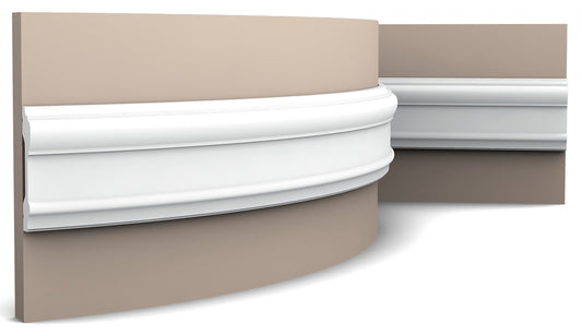 Orac Decor P9010F Cornice Profilo Parete Purotouch® Poliuretano Flessibile Flex Bianco Resistente Agli Urti Calore Acqua Facile Da Installare Verniciabile Pretrattata Primer Acrilico Impermeabile Per Interno ed Esterno Ambienti Umidi Misura 200x9,1x3 cm