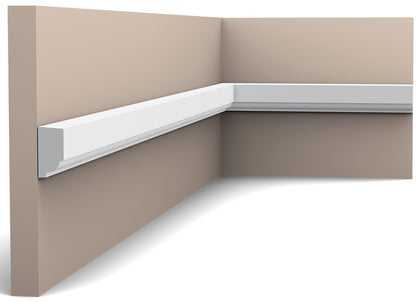Orac Decor P9050 Cornice Profilo Parete Purotouch® Poliuretano Ad Alta Densità Bianco Resistente Agli Urti Calore Acqua Facile Da Installare Verniciabile Pretrattata Primer Acrilico Impermeabile Per Interno ed Esterno Ambienti Umidi Misura 200x2,5x1,3 cm