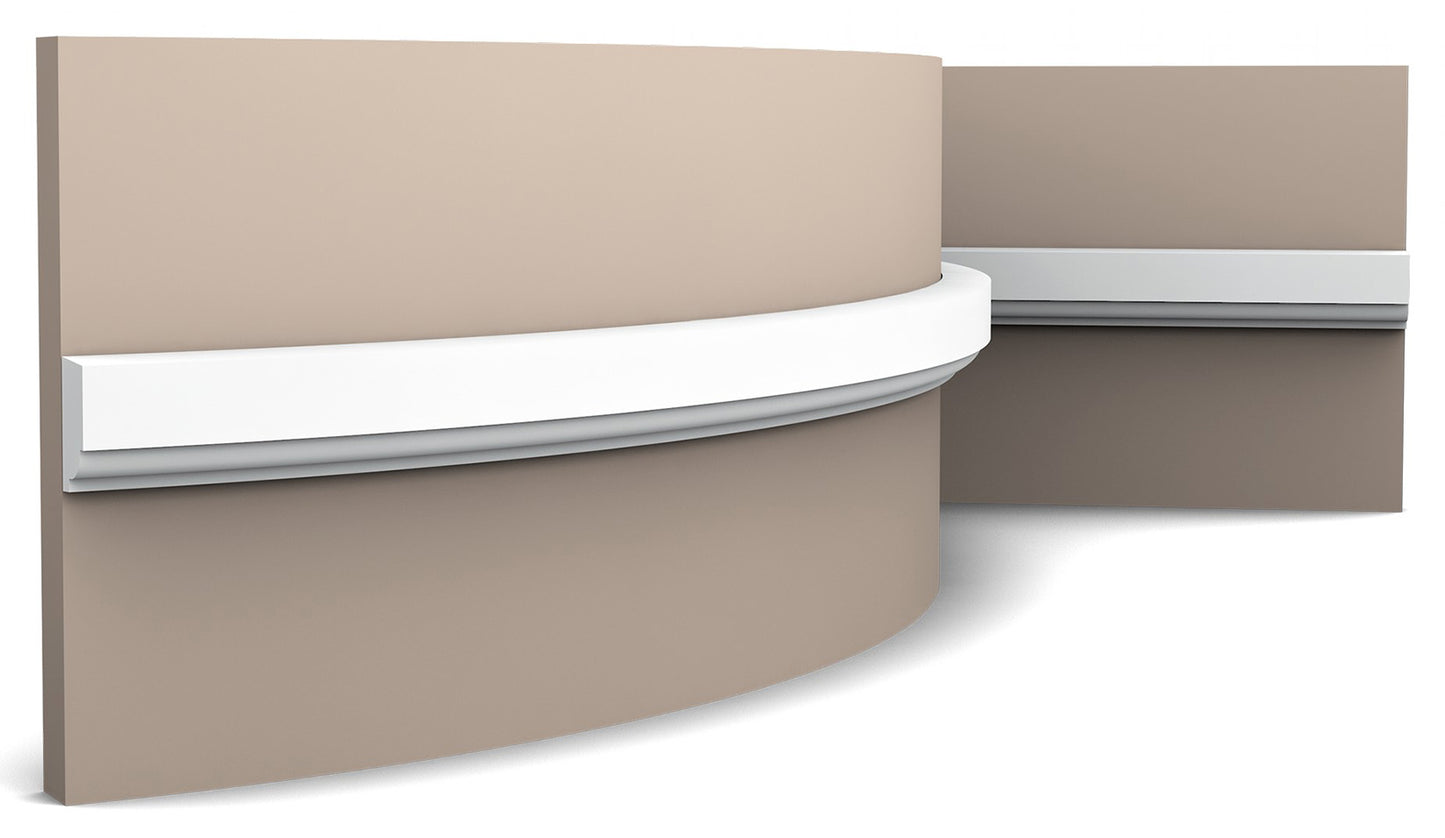 Orac Decor P9050F Cornice Profilo Parete Purotouch® Poliuretano Flessibile Flex Bianco Resistente Agli Urti Calore Acqua Facile Da Installare Verniciabile Pretrattata Primer Acrilico Impermeabile Per Interno ed Esterno Ambienti Umidi Misura 200x2,5x1,3 cm