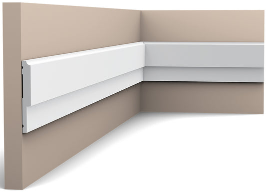 Orac Decor P9900 Cornice Profilo Parete Purotouch® Poliuretano Ad Alta Densità Bianco Resistente Agli Urti Calore Acqua Facile Da Installare Verniciabile Pretrattata Primer Acrilico Impermeabile Per Interno ed Esterno Ambienti Umidi Misura 200x8x1 cm