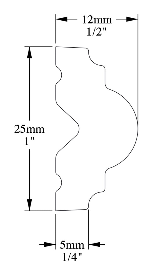Orac Decor PX103 Cornice Profilo Parete Duropolymer® Polistirene Ad Alta Densità Bianco Resistente Agli Urti Calore Acqua Facile Da Installare Verniciabile Pretrattata Primer Acrilico Impermeabile Per Interno ed Esterno Ambienti Umidi Misura 200x2,5x1,2cm