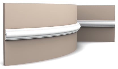 Orac Decor PX103F Cornice Profilo Parete Purotouch® Poliuretano Flessibile Flex Bianco Resistente Agli Urti Calore Acqua Facile Da Installare Verniciabile Pretrattata Primer Acrilico Impermeabile Per Interno ed Esterno Ambienti Umidi Misura 200x2,5x1,2 cm