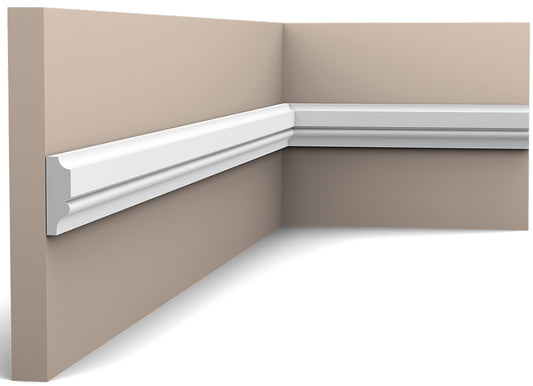Orac Decor PX116 Cornice Profilo Parete Duropolymer® Polistirene Ad Alta Densità Bianco Resistente Agli Urti Calore Acqua Facile Da Installare Verniciabile Pretrattata Primer Acrilico Impermeabile Per Interno ed Esterno Ambienti Umidi Misura 200x3,1x1 cm