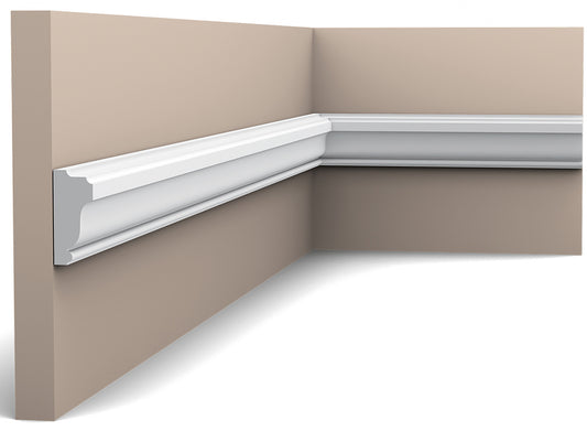 Orac Decor PX117 Cornice Profilo Parete Duropolymer® Polistirene Ad Alta Densità Bianco Resistente Agli Urti Calore Acqua Facile Da Installare Verniciabile Pretrattata Primer Acrilico Impermeabile Per Interno ed Esterno Ambienti Umidi Misura 200x3,5x1,5cm