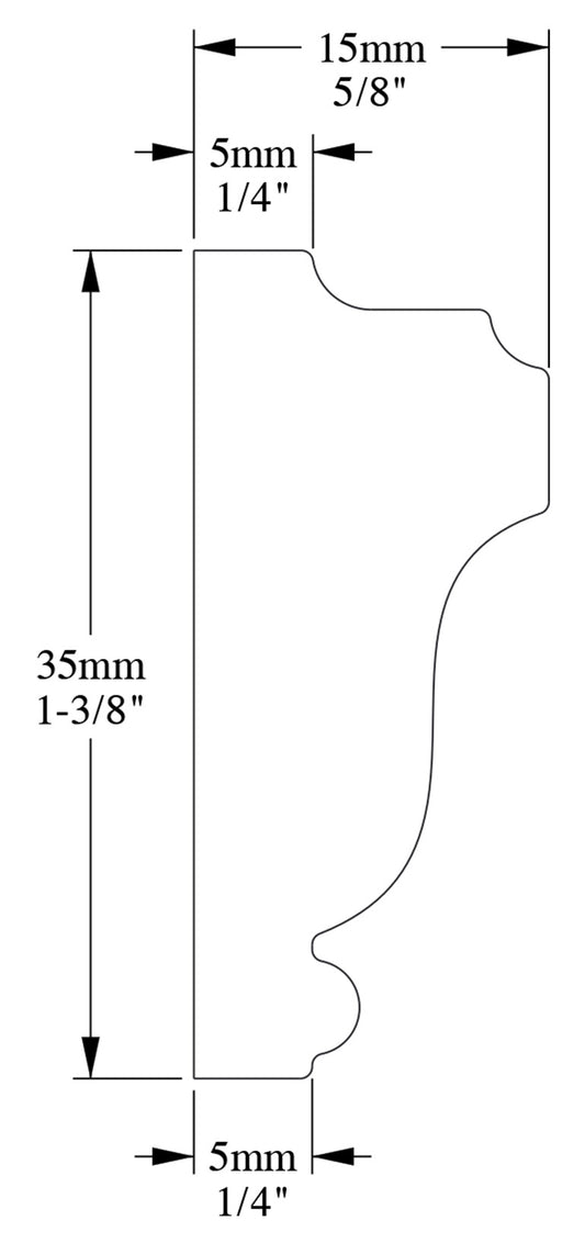 Orac Decor PX117 Cornice Profilo Parete Duropolymer® Polistirene Ad Alta Densità Bianco Resistente Agli Urti Calore Acqua Facile Da Installare Verniciabile Pretrattata Primer Acrilico Impermeabile Per Interno ed Esterno Ambienti Umidi Misura 200x3,5x1,5cm