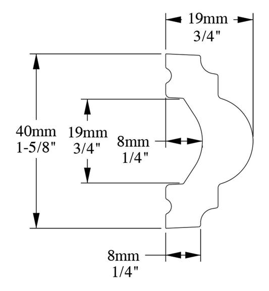 Orac Decor PX120 Cornice Profilo Parete Duropolymer® Polistirene Ad Alta Densità Bianco Resistente Agli Urti Calore Acqua Facile Da Installare Verniciabile Pretrattata Primer Acrilico Impermeabile Per Interno ed Esterno Ambienti Umidi Misura 200x4x1,9 cm