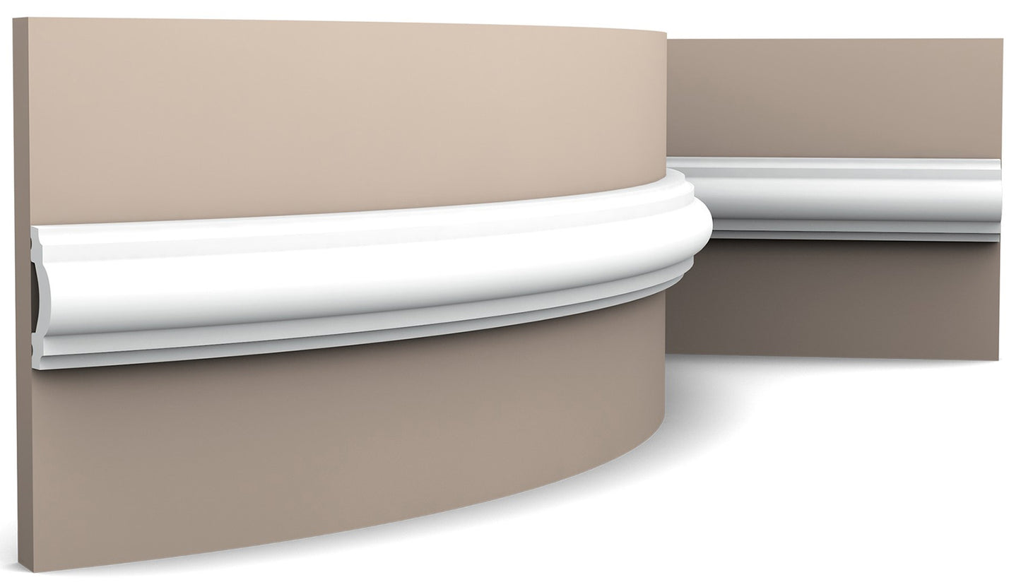 Orac Decor PX120F Cornice Profilo Parete Purotouch® Poliuretano Flessibile Flex Bianco Resistente Agli Urti Calore Acqua Facile Da Installare Verniciabile Pretrattata Primer Acrilico Impermeabile Per Interno ed Esterno Ambienti Umidi Misura 200x4x1,9 cm