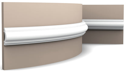 Orac Decor PX120F Cornice Profilo Parete Purotouch® Poliuretano Flessibile Flex Bianco Resistente Agli Urti Calore Acqua Facile Da Installare Verniciabile Pretrattata Primer Acrilico Impermeabile Per Interno ed Esterno Ambienti Umidi Misura 200x4x1,9 cm