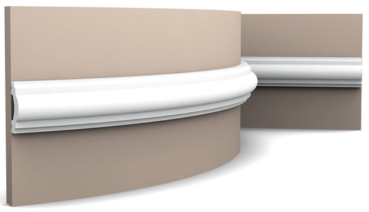 Orac Decor PX120F Cornice Profilo Parete Purotouch® Poliuretano Flessibile Flex Bianco Resistente Agli Urti Calore Acqua Facile Da Installare Verniciabile Pretrattata Primer Acrilico Impermeabile Per Interno ed Esterno Ambienti Umidi Misura 200x4x1,9 cm