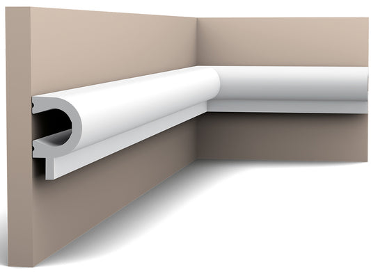 Orac Decor PX169 Cornice Profilo Barra Parete Duropolymer® Polistirene Ad Alta Densità Bianco Resistente Urti Calore Acqua Facile Da Installare Verniciabile Pretrattata Primer Acrilico Impermeabile Per Interno Esterno Ambienti Umidi Misura 200x5,5x3,4 cm