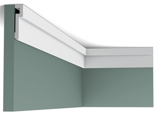 Orac Decor PX198 Cornice Profilo Barra Parete Duropolymer® Polistirene Ad Alta Densità Bianco Resistente Urti Calore Acqua Facile Da Installare Verniciabile Pretrattata Primer Acrilico Impermeabile Per Interno Esterno Ambienti Umidi Misura 200x8,3x2 cm