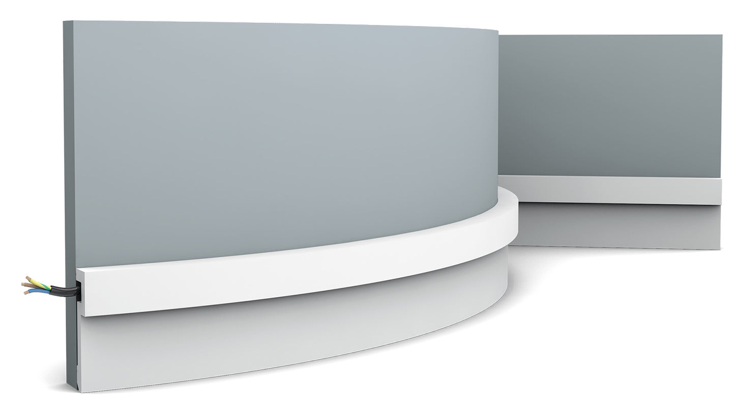 Orac Decor PX198F Cornice Profilo Parete Purotouch® Poliuretano Flessibile Flex Bianco Resistente Agli Urti Calore Acqua Facile Da Installare Verniciabile Pretrattata Primer Acrilico Impermeabile Per Interno ed Esterno Ambienti Umidi Misura 200x8,3x2 cm