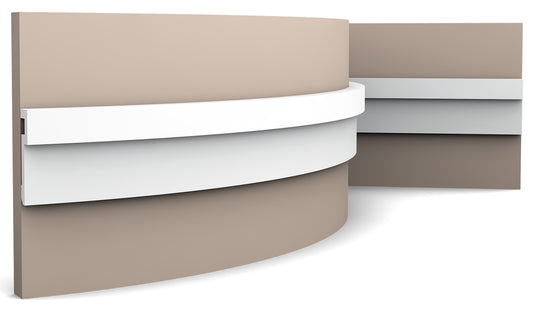 Orac Decor PX198F Cornice Profilo Parete Purotouch® Poliuretano Flessibile Flex Bianco Resistente Agli Urti Calore Acqua Facile Da Installare Verniciabile Pretrattata Primer Acrilico Impermeabile Per Interno ed Esterno Ambienti Umidi Misura 200x8,3x2 cm