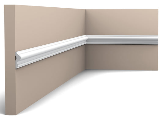 Orac Decor PX201 Cornice Profilo Barra Parete Duropolymer® Polistirene Ad Alta Densità Bianco Resistente Urti Calore Acqua Facile Da Installare Verniciabile Pretrattata Primer Acrilico Impermeabile Per Interno Esterno Ambienti Umidi Misura 200x2,5x0,9 cm